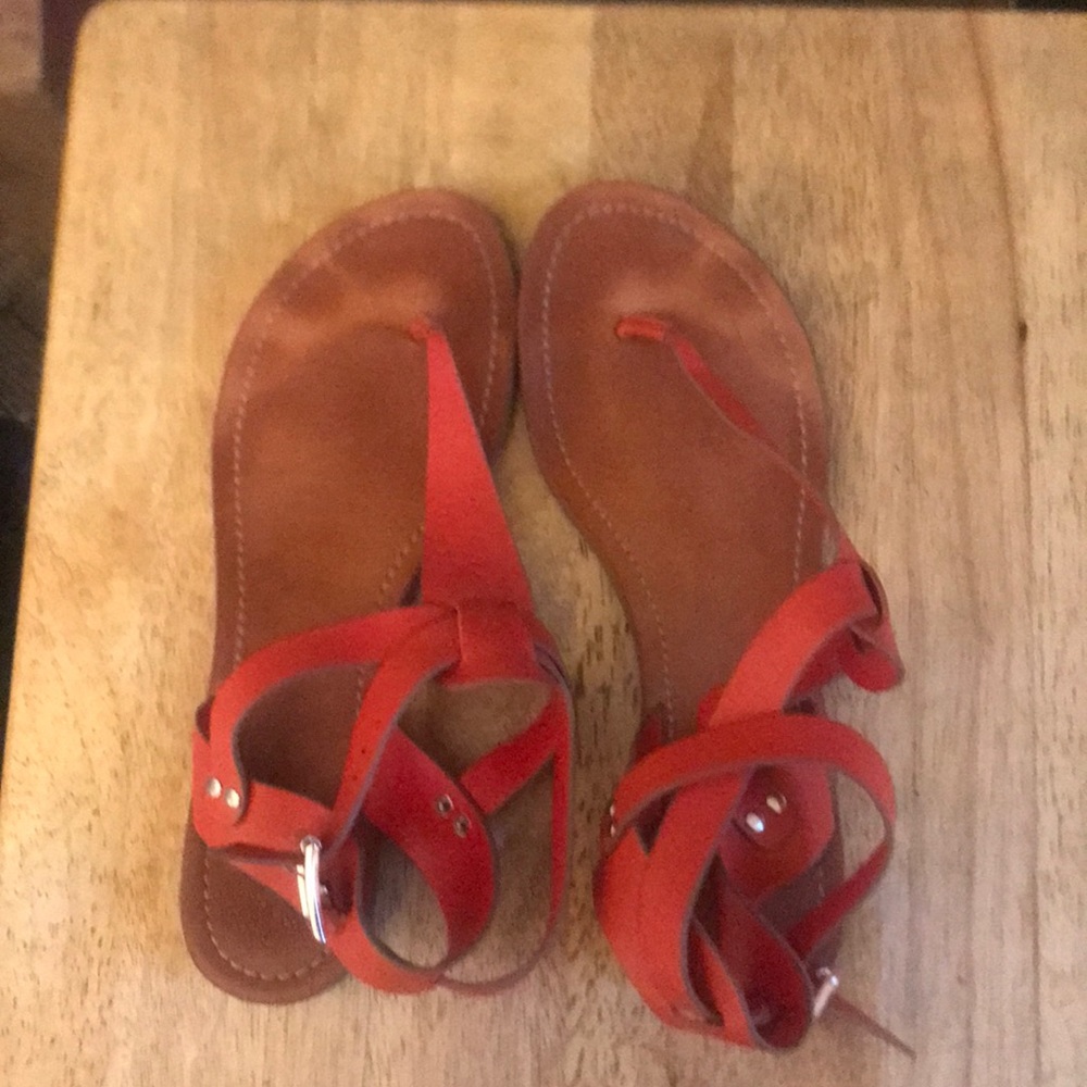 Strappy red sandals